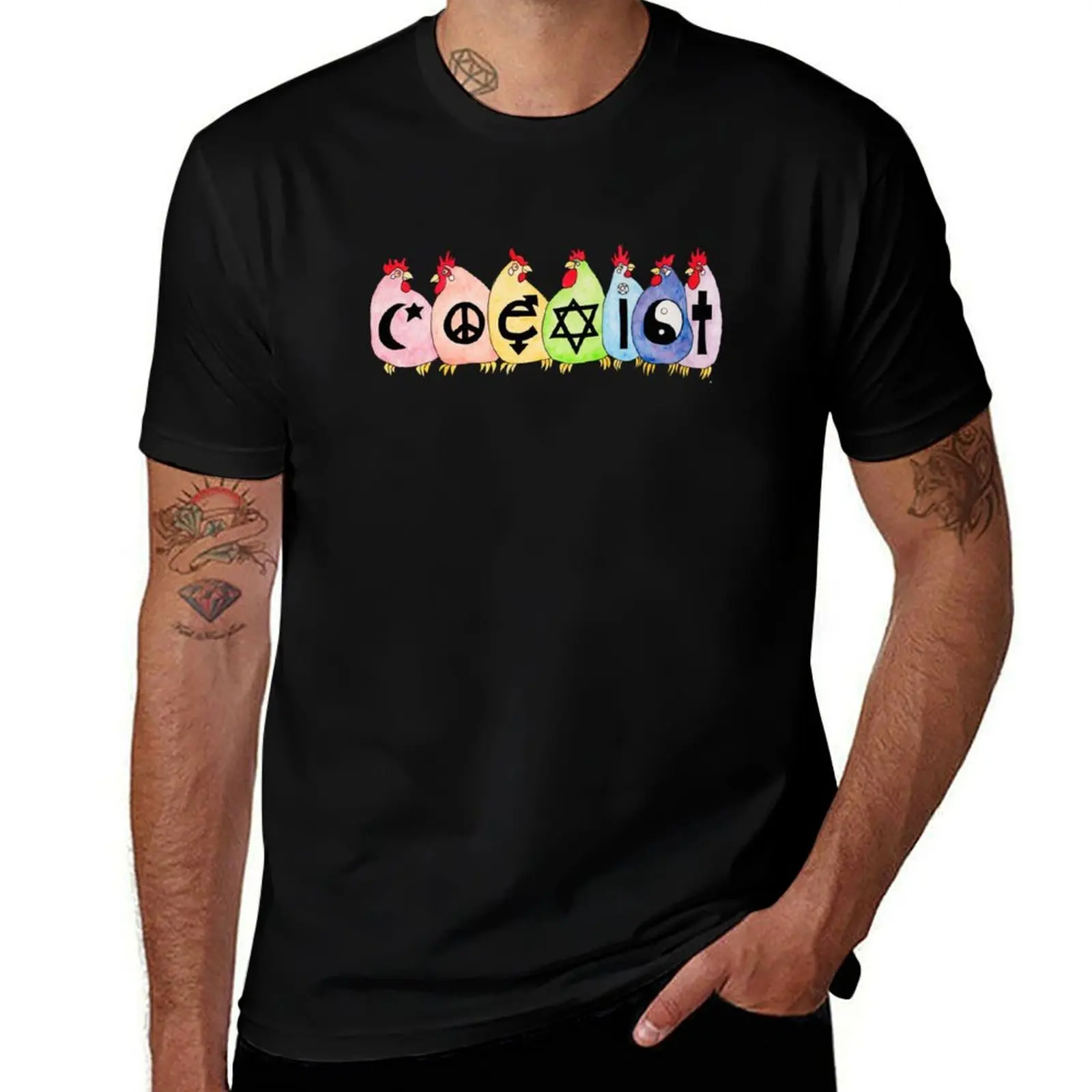 Coexist Hens T-Shirt t shirts for man pack cotton T-Shirt