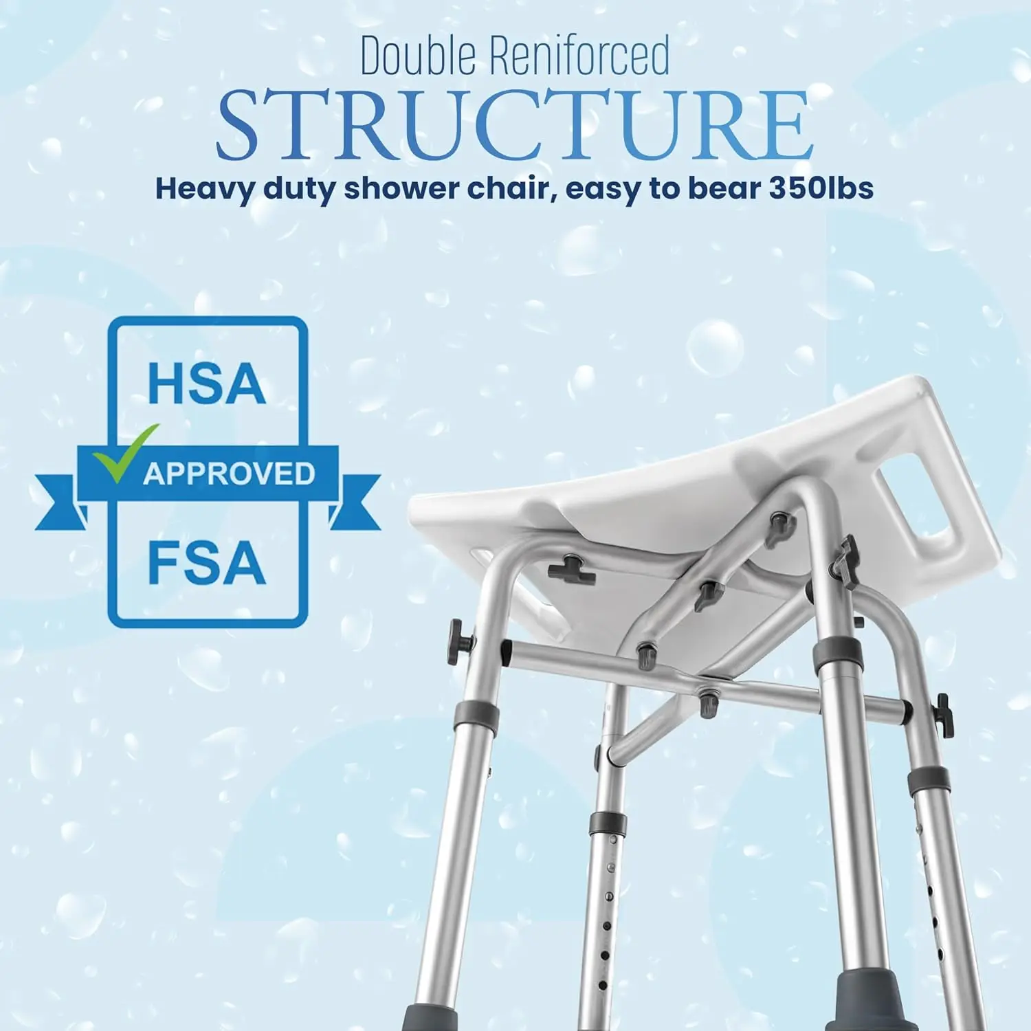 Dr. Kay's Shower Chair for Inside Bathroom, 350 lbs Capacity, Adjustable Height 14.5-19.5 image 6