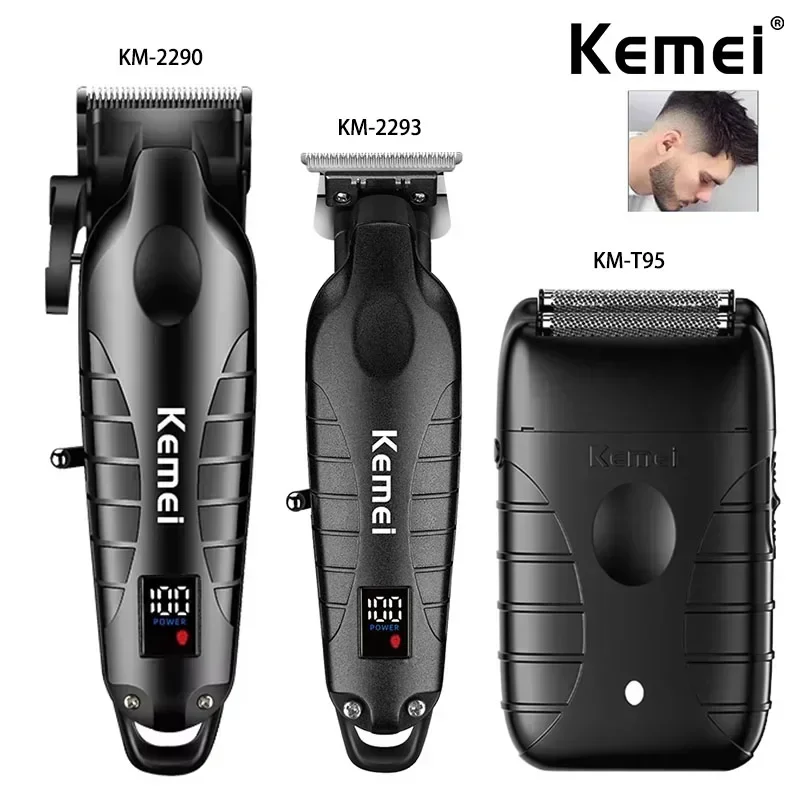 

Kemei KM-2290 KM-2293 KM-T95 Professional Cutting Machine Electric Shaver Hair Trimmers with LCD Display Men's Hair Clippers