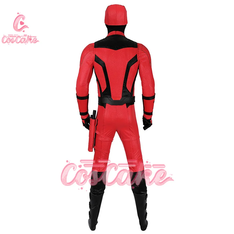 Daredevil Cosplay Costume Matt Murdock Red Leather Battle Suit Jumpsuit Belt Gloves Fullset Outfit Halloween Carnival Party Suit