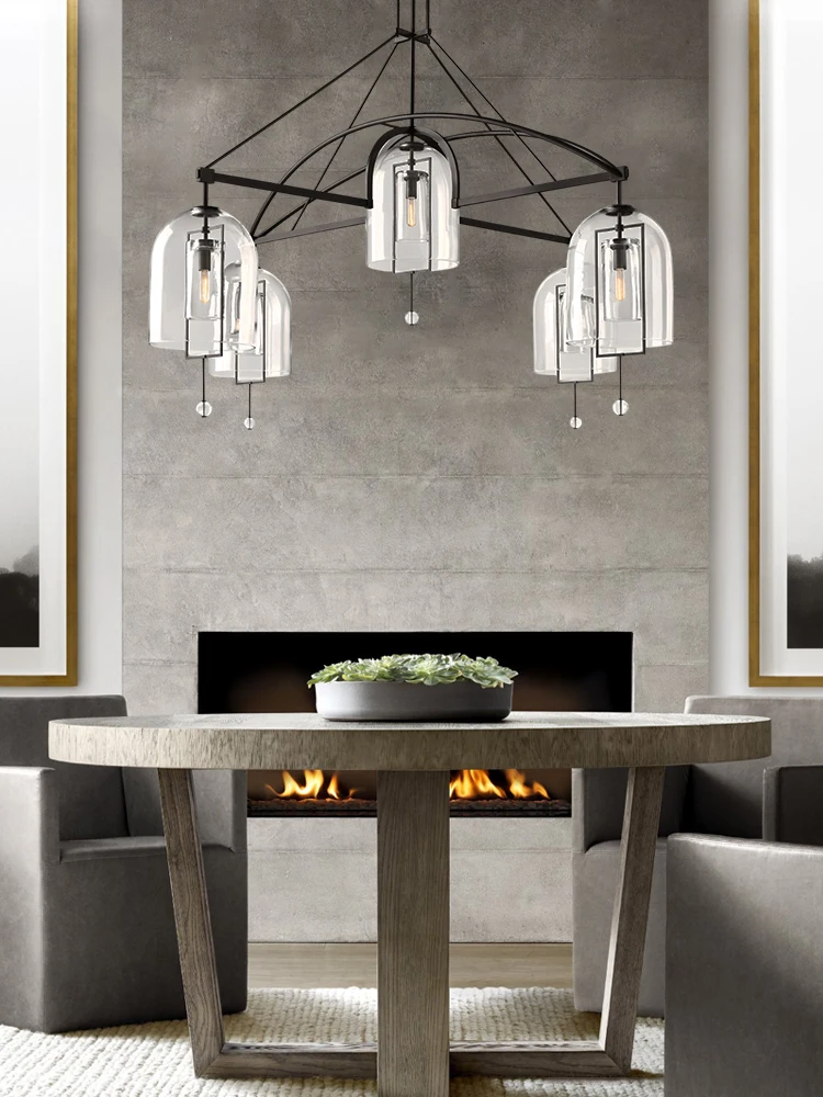 Upgrade Your Home With Our Exquisite E14 American Chandelier Crafted From Clear Glass Pendant Light Black Brass Dimming Function