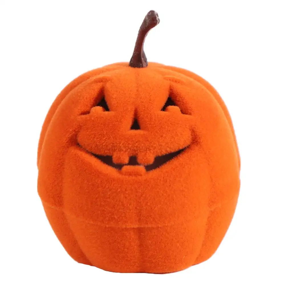 Creative Wedding Halloween Jewelry Box Anti-collision Storage Pumpkin Rings Box Mini Orange Flannel Jewelry Organizer Propose