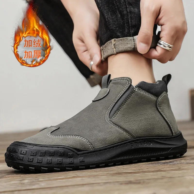 

Men's Boots 2025New Fashion High Top Casual Cotton Shoes Winter Plush Warm Snow Boots Men Platform Ankle Boots Zapatillas Hombre