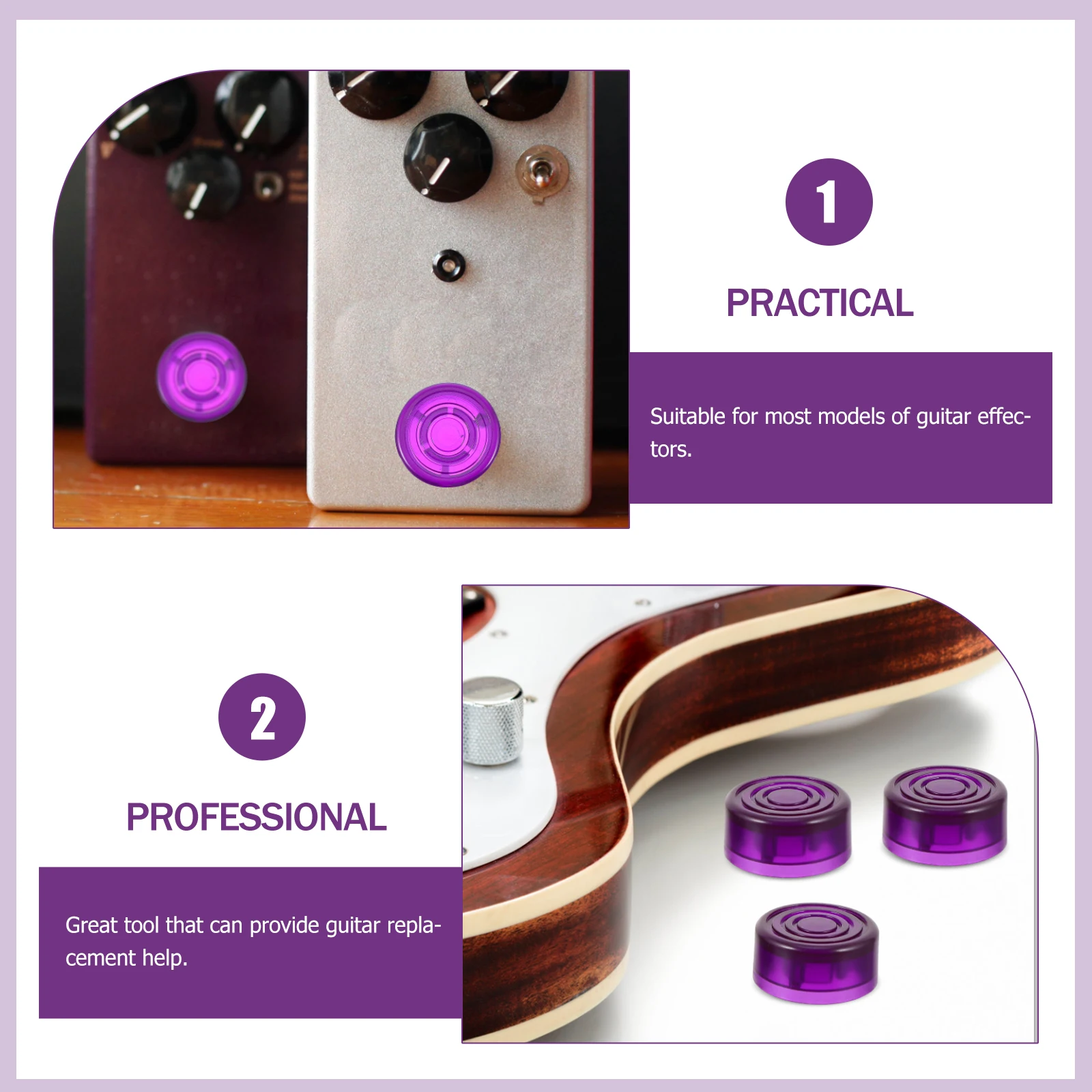 

6Pcs Guitar Effector Tools Premium Plastic Caps Easy to Install and Store Suitable Most Models Effect Footswitch Toppers