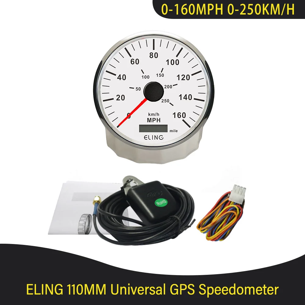 

Спидометр GPS ELING 110 мм (0-40 миль/ч, 80 миль/ч, 160 миль/ч) с одометром (0-999999 миль общий пробег) и подсветкой для автомобиля и моторной лодки