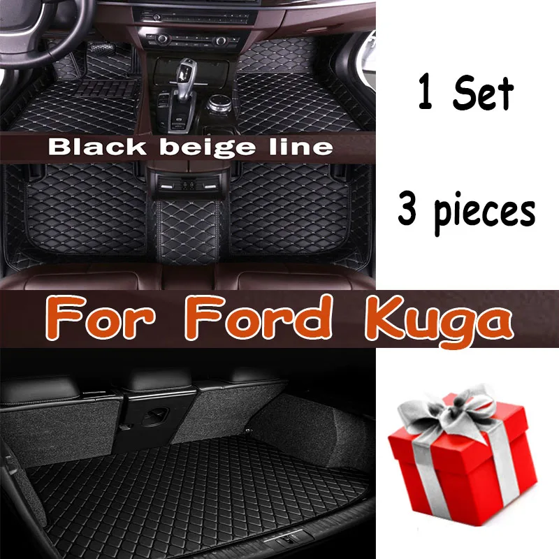 

Leather Car Floor mats For Ford Kuga Escape Facelift 2019 2018 2017 2016 2015 2014 Carpets Rugs Pads Interior Parts Accessories