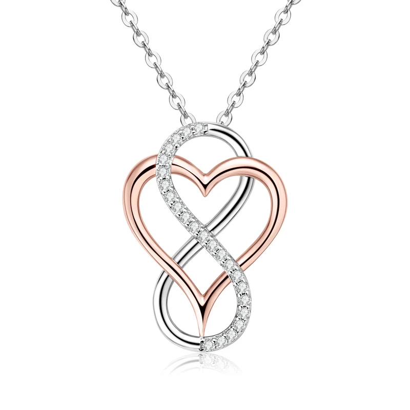 IOGOU D Moissanite Heart Infinity Pendant Necklace Silver 925 Real Original  Jewelry for Women Anniversary Valentine's Gift