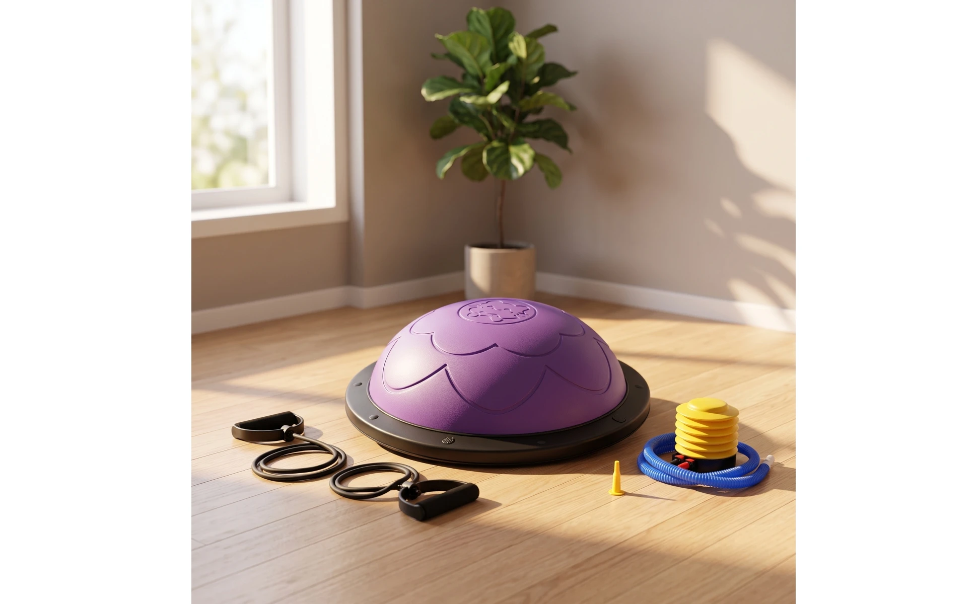 Balance Dome Coach Anti-Slip Half Balance Ball with Resistance Band Half Exercise Ball Sturdy Easy to Clean for Home Gym