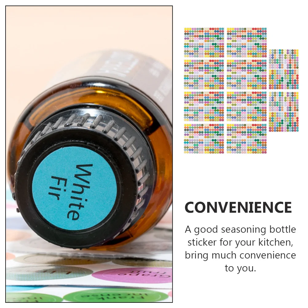 10 Pcs Essential Oil Stickers Food Container Labels Practical Adhesive Packaging Canned Bottle Decals Dot Rounded Tag