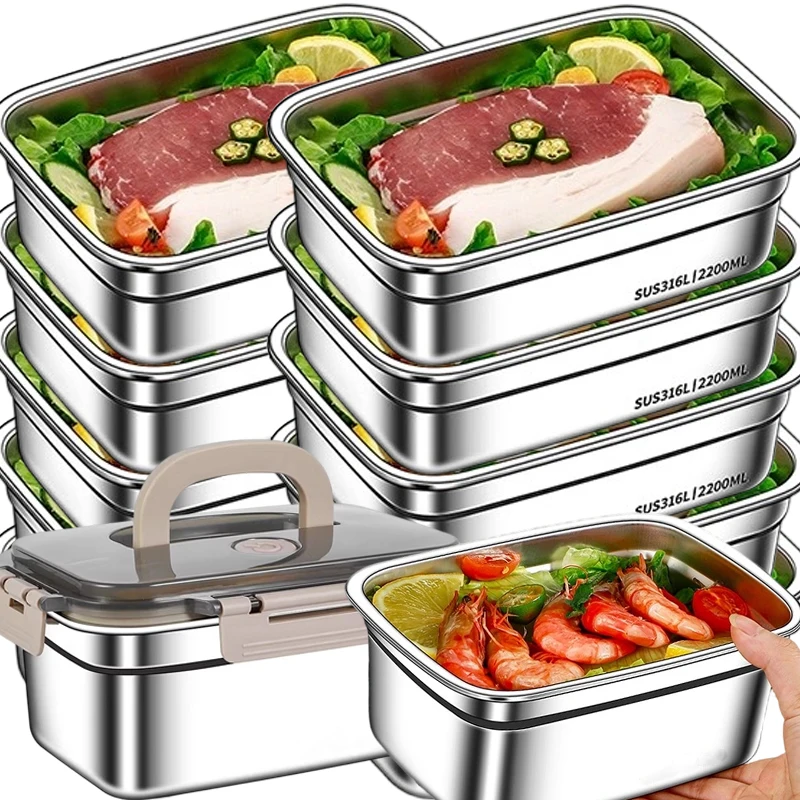 

Портативный герметичный ланч-бокс для кемпинга, контейнеры для еды из нержавеющей стали, герметичные кухонные коробки для хранения Bento Crisper с крышками