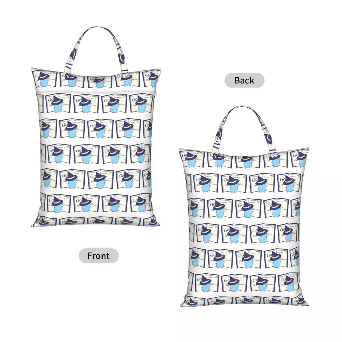 The Go Gopher Golang Witch Learning Travel Laundry Bag Waterproof Reusable Dirty Clothes Pouch Gym Yoga Vacation Washing Basket