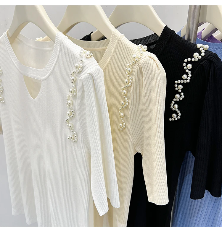 Faionable الحرير الجليد ort Sve تي شيرت المرأة حجم كبير الملابس الجولة Ne تصميم الصيف العصرية الأعلى الكورية Sle تخفيف