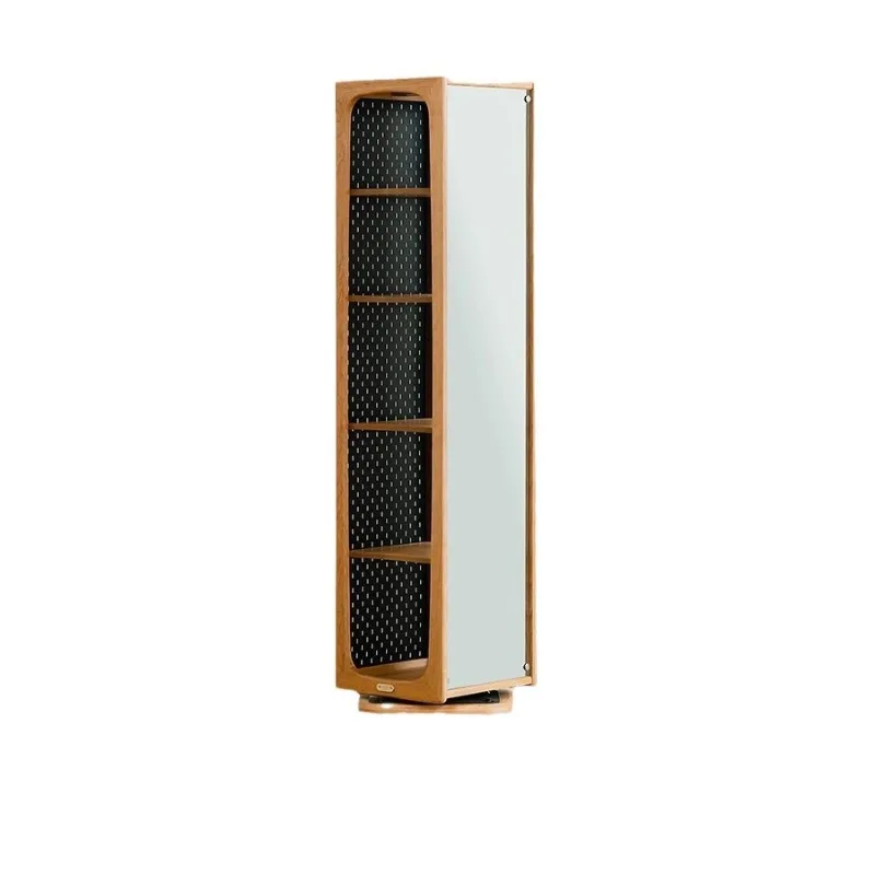 

Rotating full-length mirror Solid wood rotating bookshelf Cherry wood floor-to-ceiling full-body mirror Display cabinet Bookcase