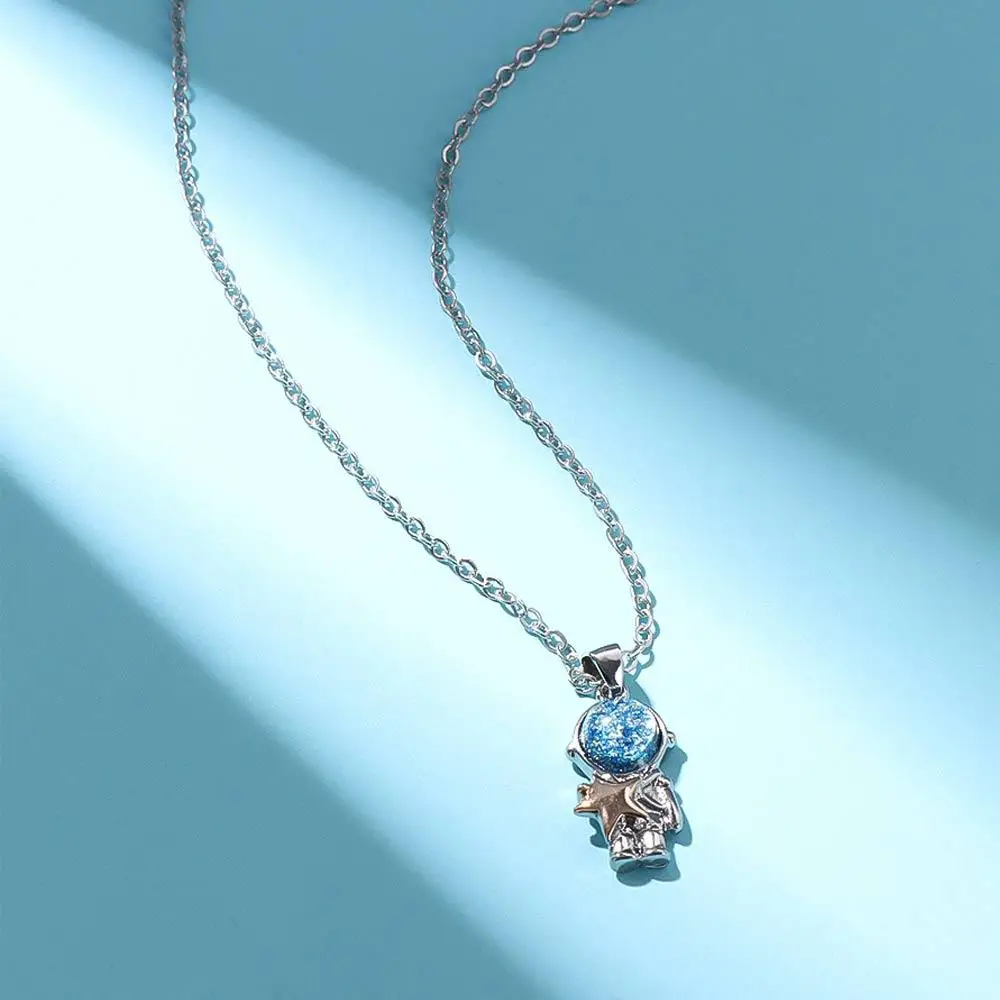 Vintage Valentine's Day Star Pendant For Women Men Astronaut Fashion Jewelry Couples Necklace Korean Style Choker Spaceman