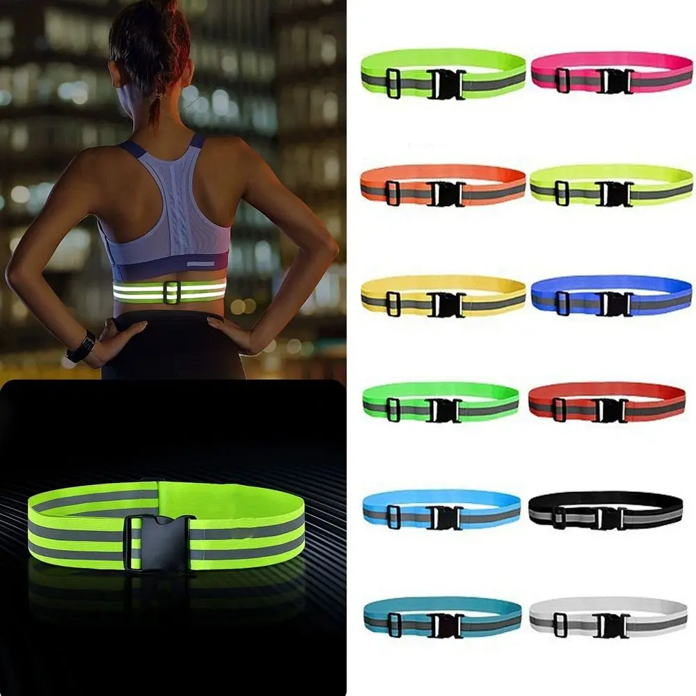 Waist Adjustable Reflective Waistband Belts Elastic 8 Colors Running Cycling Waistband 4*1.5cm Sport Safety Belts