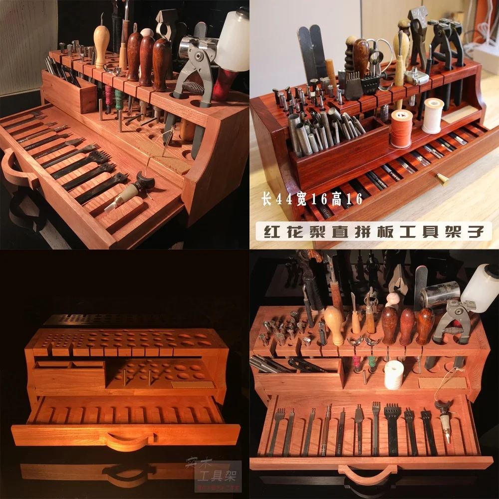 2026hot sell DIY57 hole wire insertion pin, elm wood leather carving leather tool holder, handmade leather tool holder