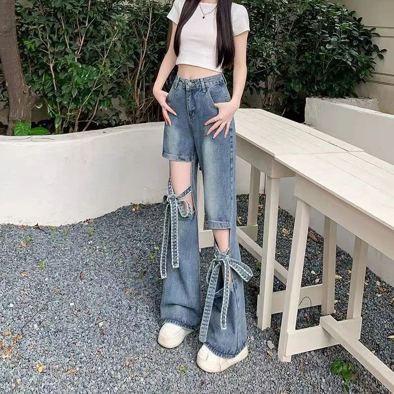 New 2025 Patchwork Leaky Leg Jeans for Women