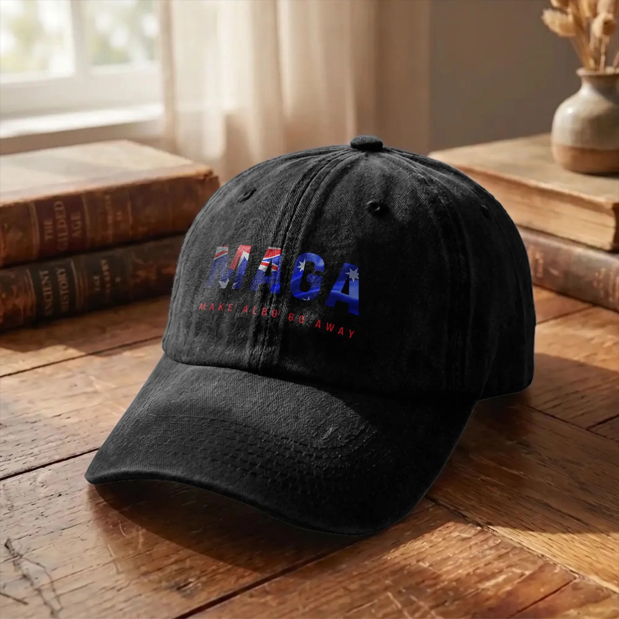Make Albo Go Away MAGA Unstructured Baseball Cap Vintage Distressed Washed Australia Saying Sun Cap Outdoor Adjustable Hats