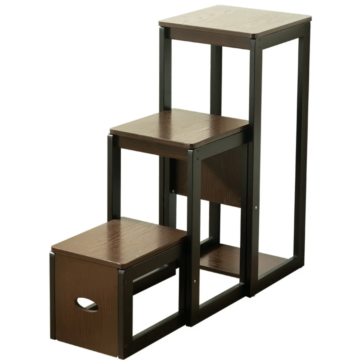 Folding three-step ladder stool, household climbing ladder stool, folding ladder, storage rack, plant rack, flower pot rack