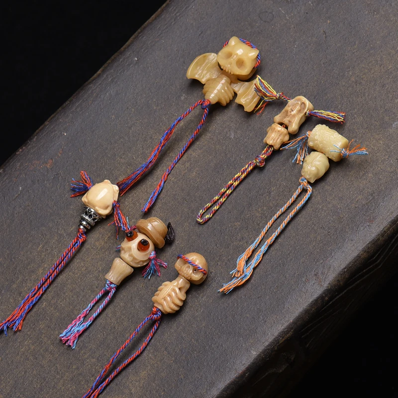 Natural camel bone carved Tibetan-style three-way connector DIY semi-finished Buddhist bead bracelet accessory