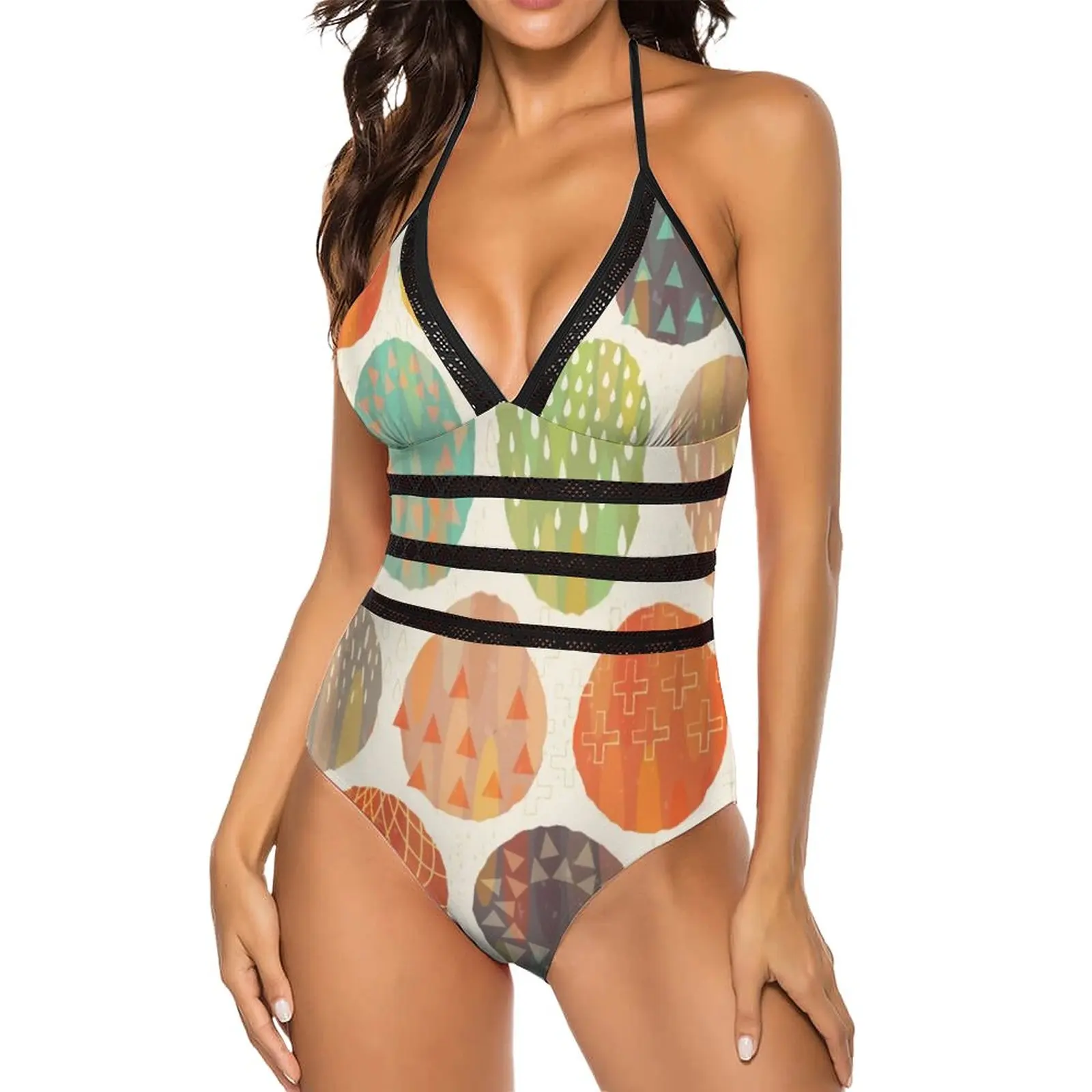 Nordic Pattern Swimsuit Sexy Celestial Bodies Summer Time One Piece Swimwear Female Push Up Bodysuit Stylish Backless Monokini image 2