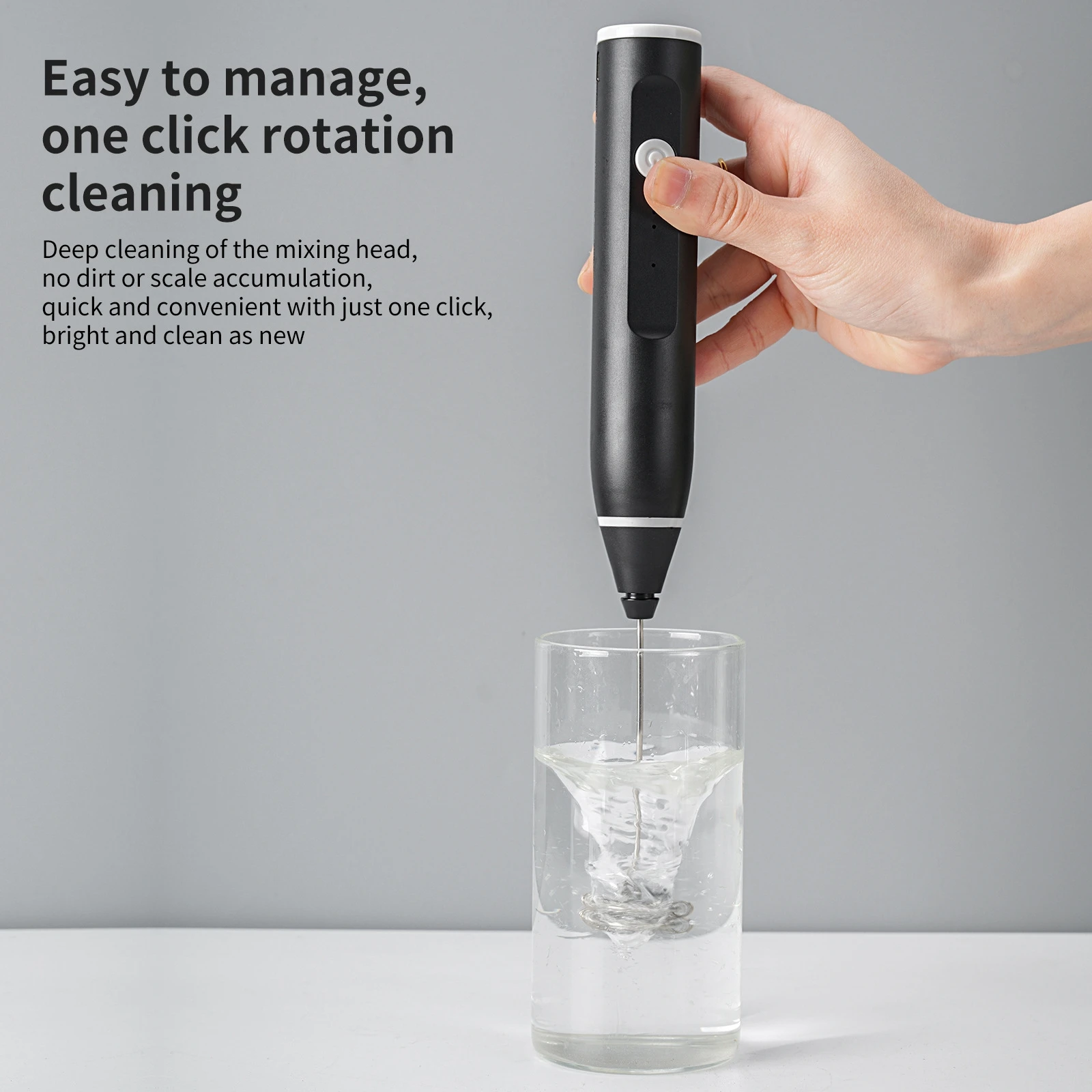 Powerful Milk Frother Wand Mini Handheld Milk Frother Whisk Rechargeable Drink Mixer for Coffee Lattes