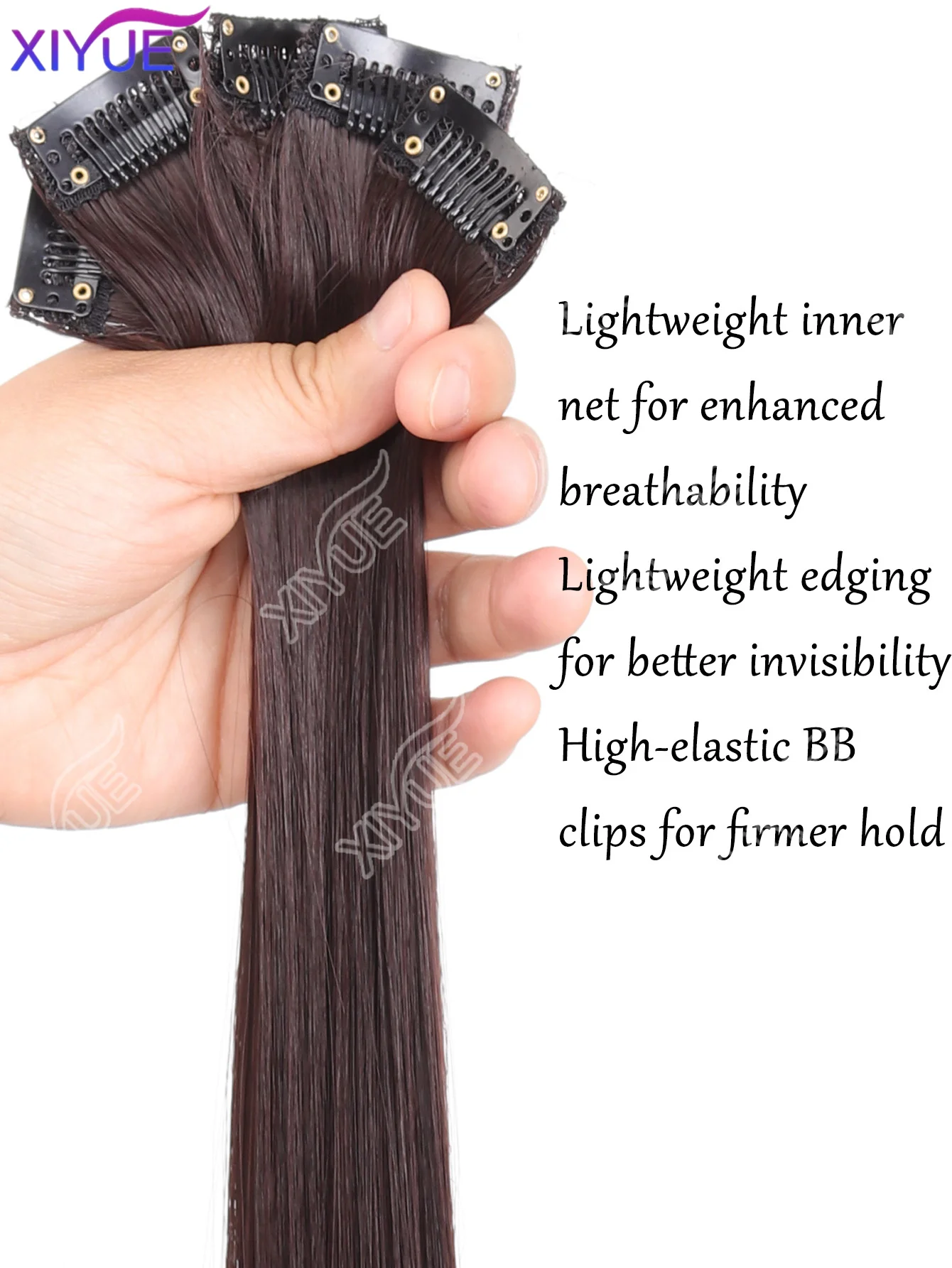XIYUE 24 inch synthetic hair extension Wig patch invisible seamless for women 5-piece set,straight to increase hair volume