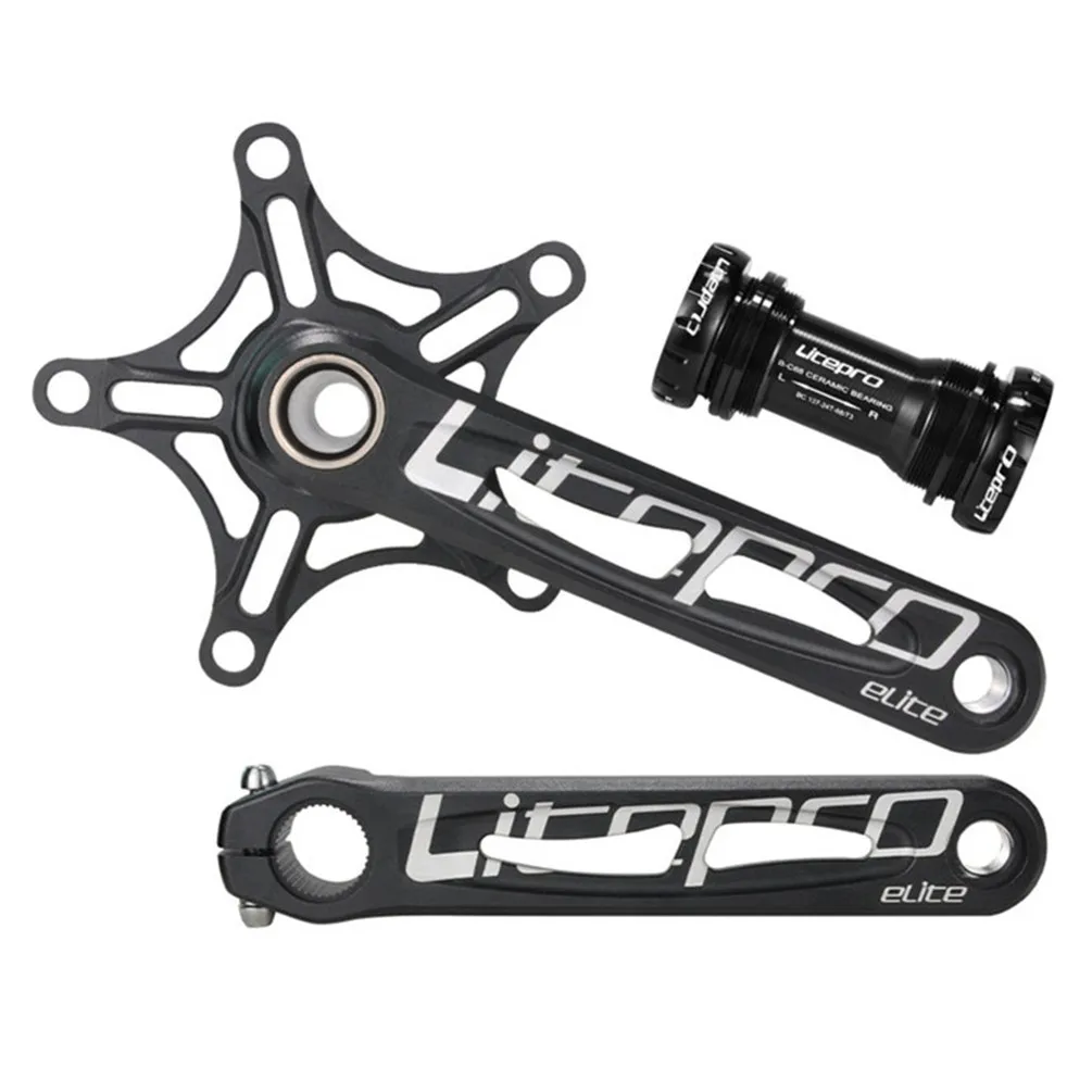 Litepro Elite Hollow Integrated Crank Ceramic Bearing Folding Bicycle Crankset 130BCD Single Chainring Aluminum Alloy Chainwheel