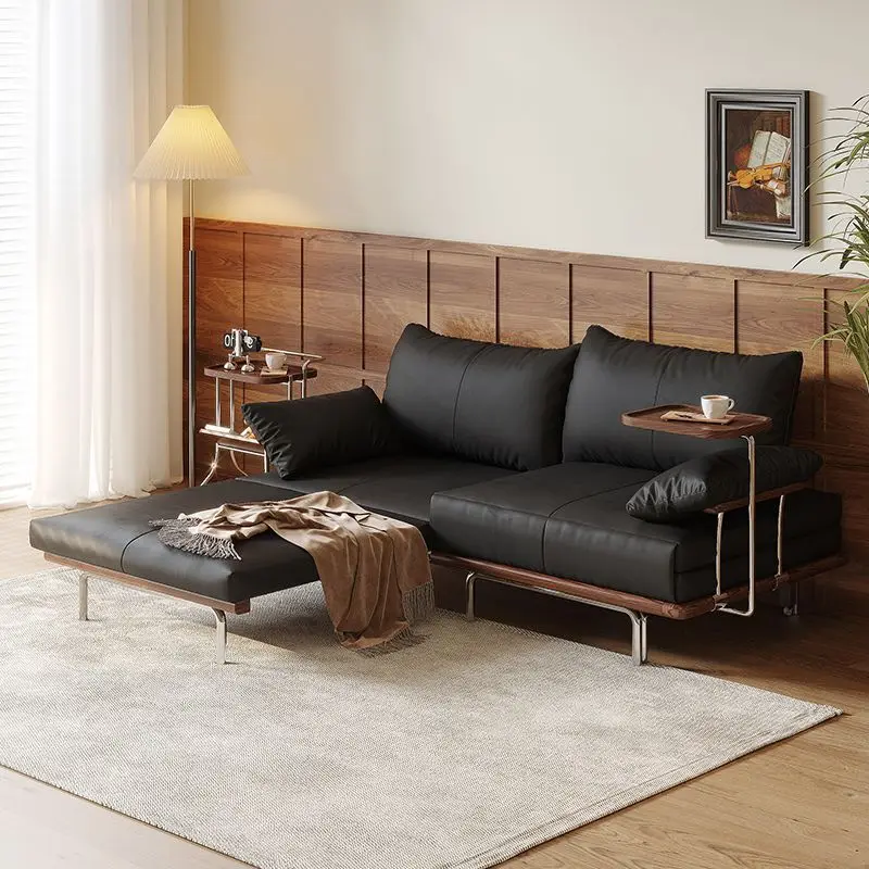 Cream ash wood sofa bed folding foldable dual-purpose living room retractable small apartment double multi-function