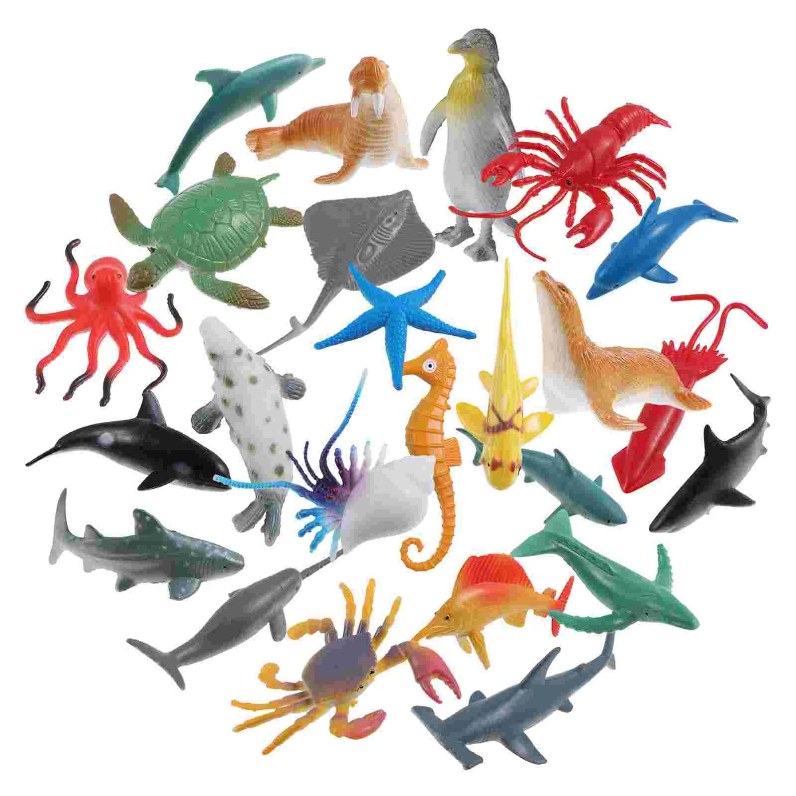 

TOYMYTOY 24pcs Plastic Sea Animal Figure Set Realistic Animal Toys Mini Sea Favors for Kids Toddlers (Mix Model)