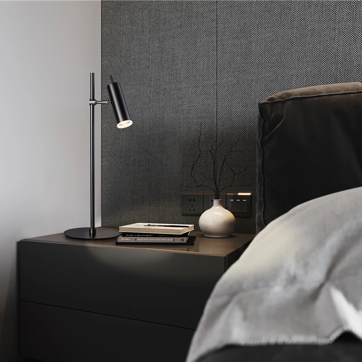 

COMELY Nordic Black Industrial Desk Lamp Adjustable Reading Desk Light Aluminum Modern LED Table Lamp for Reading Book Lighting
