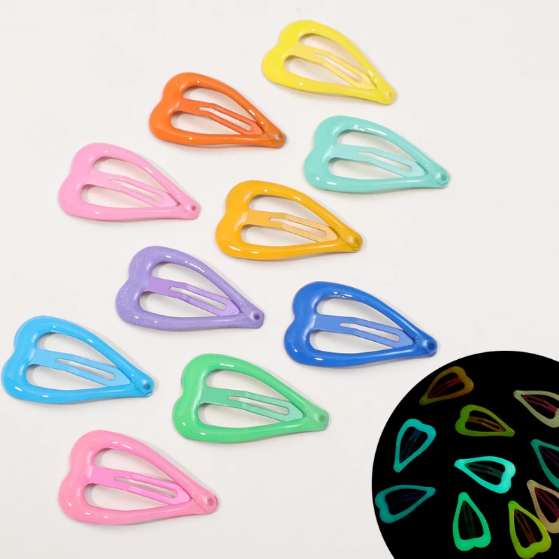 Glow Hairpin In The Dark Star Water Drop Hairclip Candy Color Snap Clip Luminous Barrettes Girls Hair Grip Headdress Accessories