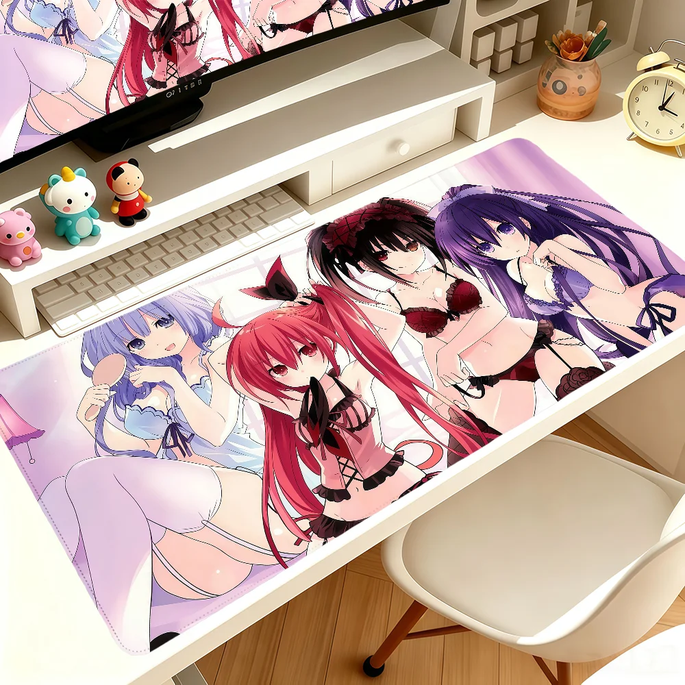 Anime Date A Live Kawaii Girl Mouse Pad Large Non-slip Lockedge Desktop Computer Desk Mat Keyboard MousePad Office Gamer Student