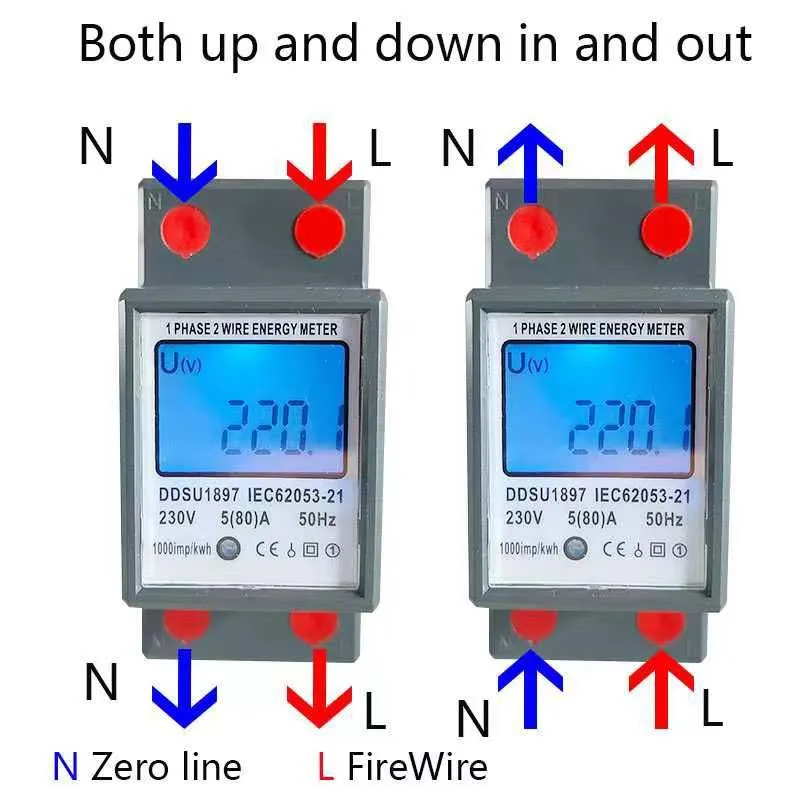 Interruptor esperto do disjuntor do LCD com medidor do poder, medidor da energia do trilho do RUÍDO, 2P, 5-80A, 50Hz