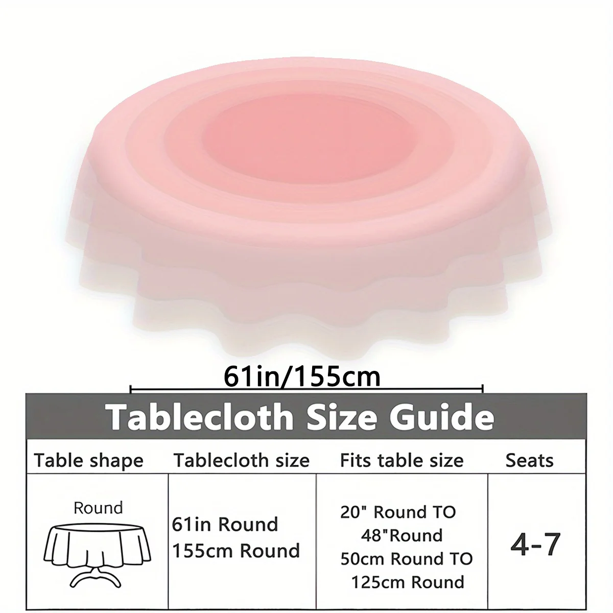 One pink gradient tablecloth, measuring 61 inches in size, made of 100% polyester, and machine washable.