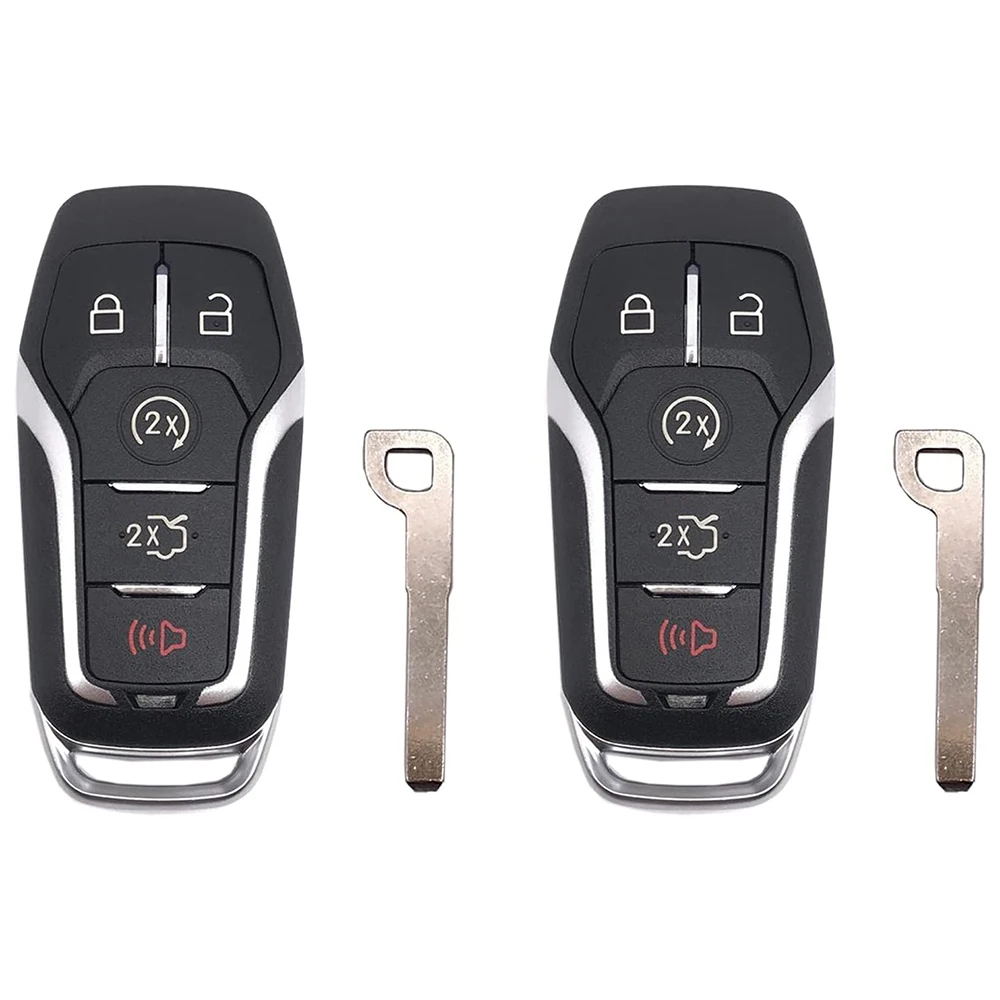 

2X Корпуса для автомобильных ключей-пультов с кнопками, замена для Ford Edge Explorer Fusion Mustang Lincoln MKC MKX MKZ Nautilus, с пустым лезвием