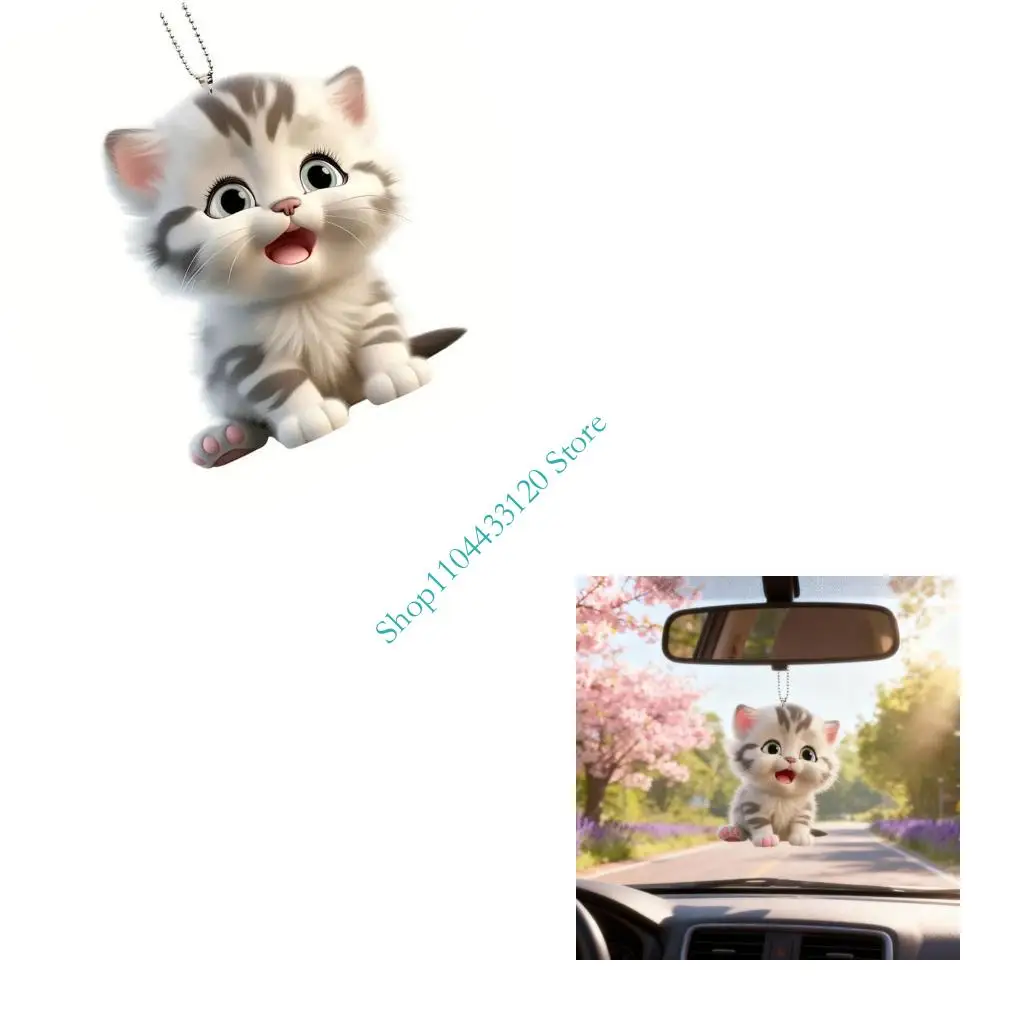 0XXD Adorable Cartoon Cats Auto Accessory PVC Hanging Charm Decorative Pendant for Christmas Winter Parties & Home Decoration