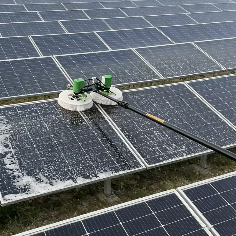 For Solar Panel Cleaning Brush Cordless Rotating Head Aluminum Pole Waterproof PV Cleaner Tool For Home Roof Garden