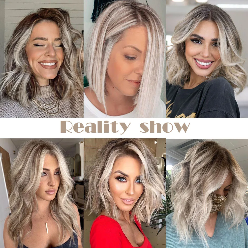 Gris ceniza a marrón Ombre 12 pulgadas Base de encaje cabello humano Topper 100% Remy peluca recta con Clips para extensiones de cabello de mujer