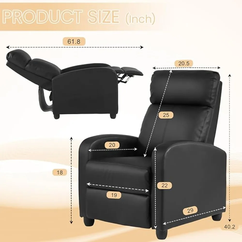 Recliner Chair Massage Reclining For Adults Comfortable Fabric Recliner Sofa Adjustable Home Theater Seat Lounge With Padded