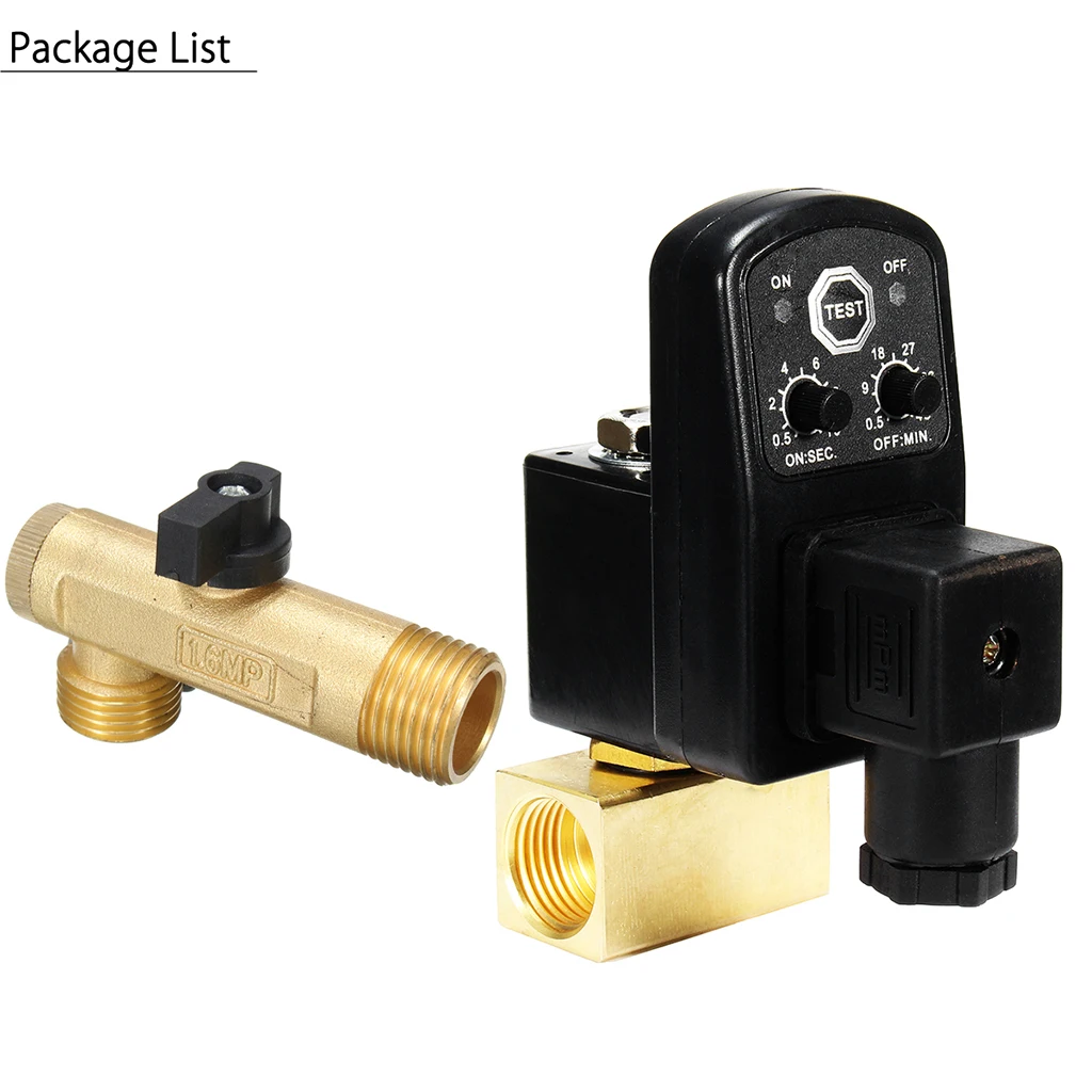 Auto Drain Valve for Air Compressor Metal Timer Solenoid Valve Electronic Discharger for Air Dryer Separator