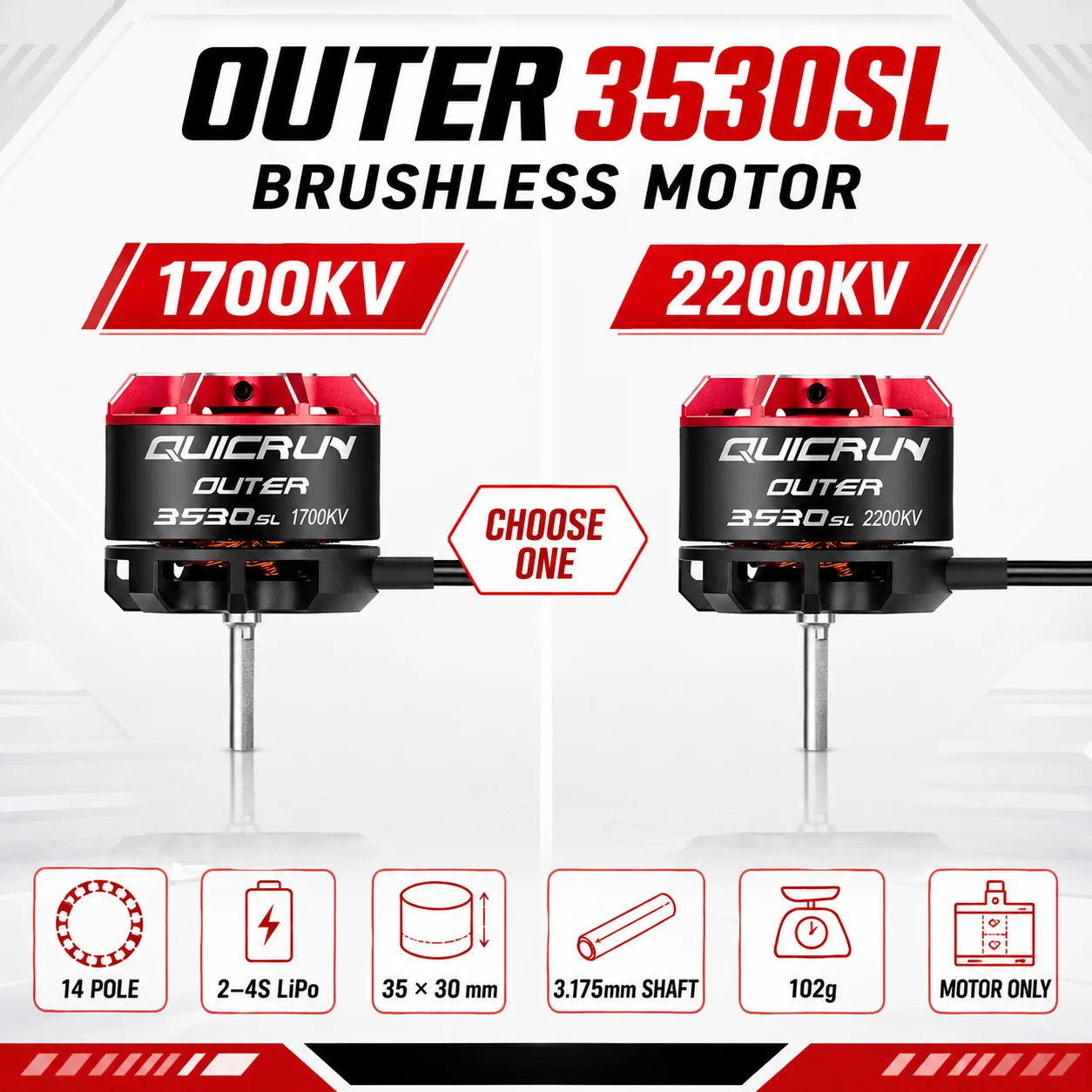 Hobbywing Quicrun WP 10BL80 80A Waterproof ESC Combo 2‑4S Outer 3530SL 1700/2200KV Brushless Motor for 1/10 RC Crawler Car Parts