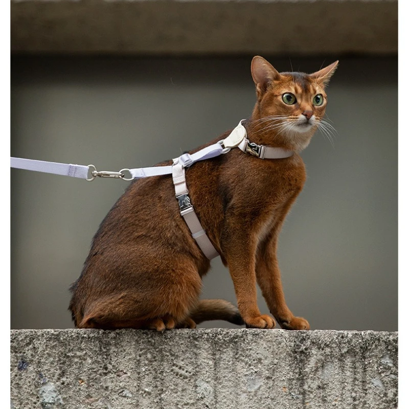 

Escape Proof Cat Harness and Leash Set, Adjustable H-Style Soft Vest for Walking, Breathable Lightweight 36g with Leather Trim