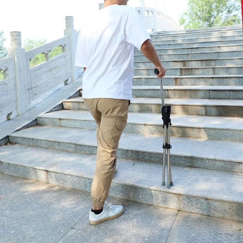 Ultra-light, Stainless Steel, Retractable Cane, Trekking Supplies,Multifunctional Triangular Stool, Climbing Stick, Foldable
