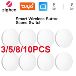 Tuya ZigBee Smart Push Button Scene Switch Wireless Remote Control On Off Key Controller Multi-scene Linkage Smart Switches