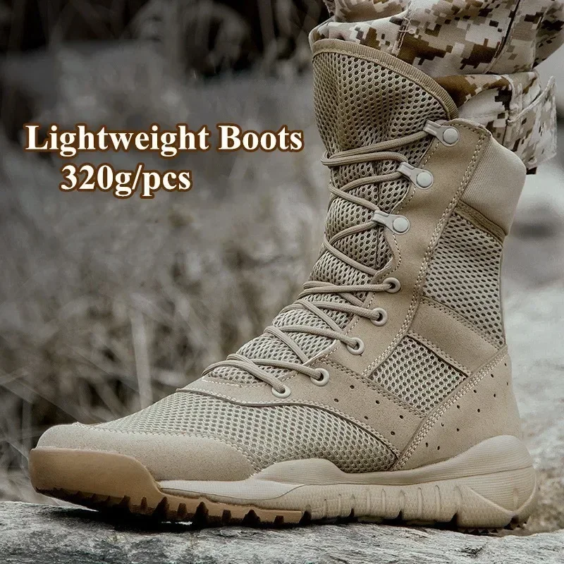 

New 35-47 Size Men Women Ultrallight Outdoor Climbing Shoes Tactical Training Boots Summer Breathable Mesh Hiking Desert Boot