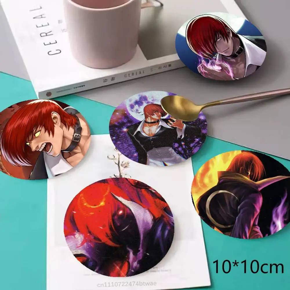 

K-KOF Iori Yagami Elegant Wooden Coaster Handcrafted Wood Grain - Perfect for Coffee, Tea, Home, Bar Decor