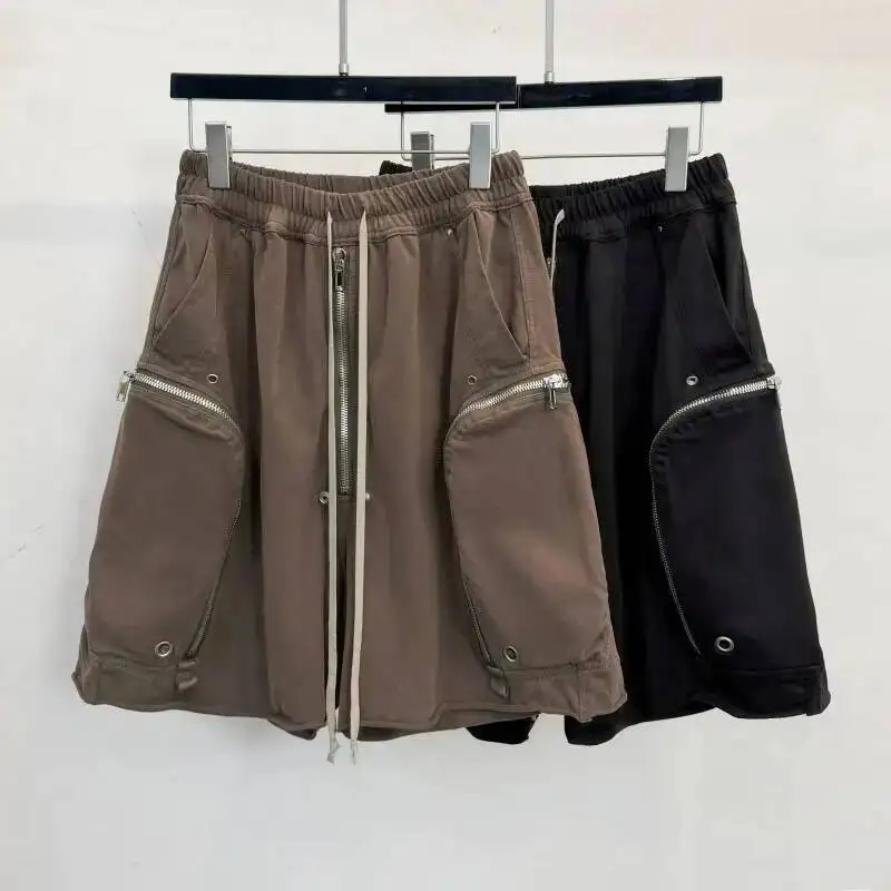 High Quality Men's Cargo Shorts American-style Drawstring Loose-fitting Knee-length Pants Summer Casual Bottoms EG5N