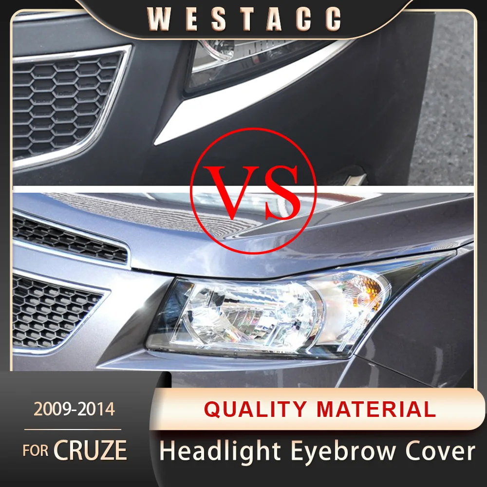 2Pcs Chrome Headlight Lamp Eyebrow Cover Trim Sticker for Chevrolet Cruze Sedan 2009 2010 2011 2012 2013 2014 2015 Accessories