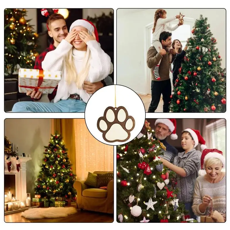 Christmas Tree Paw Ornaments Atmospheric Wooden Cat Paw Ornament Seasonal Cat Paw Pendant With Natural Colors For Schoolbags